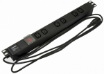 Hyperline SHE19-6IEC-S-2.5IEC Блок розеток для 19" шкафов, горизонтальный, с выключателем с подсветкой, 6хIEC 320 C13, 10A, 250В, кабель питания 3х1.0