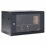 Настенный телекоммуникационный шкаф 19" 6U 600x600мм, дверь стекло, с задней стенкой, разборный, черный (RAL 9005) REXANT