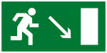 Знак эвакуационный E 07 "Направление к эвакуационному выходу направо вниз" 150х300 мм, пластик с покрытием фотолюминесцентным ГОСТ Р 12.4.026-2001 EKF