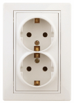 Розетка Intro Plano 1-205-02 с заземлением двойная 2X2P+E Schuko, 16А-250В, IP20, СУ, слоновая кость