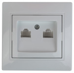 Розетка 2гн комп+комп RJ45+RJ45 с/у белый кат.5е 1-304-01 Intro Plano ЭРА  (1/10)