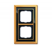 Рамка 2-пост. цвет латунь Латунь полированная/черное стекло глянцевый, металл горизонт. и вертик., IP20 Dynasty ABB