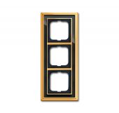 Рамка 3-пост. цвет латунь Латунь полированная/черное стекло глянцевый, металл горизонт. и вертик., IP20 Dynasty ABB