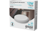 Светильник ЖКХ Gauss BASIC круг 12Вт 1140Лм 4000К 220-240V IP20 D135*33мм белый  1/40
