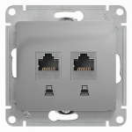 Розетка 2гн комп+комп RJ45+RJ45 с/у алюминий механизм кат.5е Glossa Systeme Electric  (1/10)