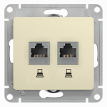 Розетка 2гн комп+комп RJ45+RJ45 с/у крем механизм кат.5е Glossa Systeme Electric  (1/10)