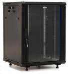 Hyperline TWB-FC-1845-GP-RAL9004 Шкаф настенный 19-дюймовый (19"), 18U, 920x600х450мм, стеклянная дверь с перфорацией по бокам, ручка с замком, с возм