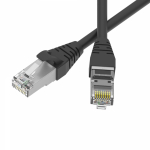 Патч-корд экранированный SLIM CAT6 S/FTP 4х2, 28 AWG, LSZH, чёрный, 0,2м