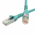 Патч-корд экранированный CAT6A S/FTP 4х2, LSZH, бирюзовый, 1.0 м