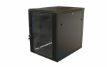 Hyperline TWB-1868-GP-RAL9004 Шкаф настенный 19-дюймовый (19"), 18U, 908x600х800мм, стеклянная дверь с перфорацией по бокам, ручка с замком, цвет черный (RAL 9004) (разобранный)