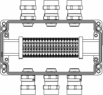 Ex клеммная коробка из алюминия ; 1Ex e IIC Т5 Gb / Ex tb IIIB T95°C DbIP66 ;Клеммы 4 кв.мм - 20 шт.;А,C:ввод D5,5-13мм под небронированныйкабель Ni -