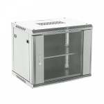 Настенный телекоммуникационный шкаф 19" 9U 550x400мм, дверь стекло, с задней стенкой, разборный, серый (RAL 7035) REXANT