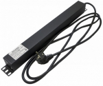Hyperline SHE19-10IEC-S-2.5EU Блок розеток для 19" шкафов, горизонтальный, с выключателем с подсветкой, 10хIEC 320 C13, 10A, 250В, кабель питания 3х1.