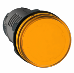 Лампа индикаторная в сборе 1 источник света желтая круглая линза, плоская 220-230В DC d22мм СВЕТОДИОД. (LED) IP40 SE _