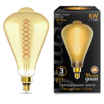 Лампа светодиод 6Вт 890Лм 2700К Е27 ST164 золото straight LED Gauss Filament 1/6