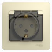 Розетка 1гн с З/К с крыш. шторки с/у крем в сборе 16А IP44 Glossa Systeme Electric  (1/10/60)