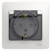 Розетка 1гн с З/К с крыш. шторки с/у белый в сборе 16А IP44 Glossa Systeme Electric(1/10)