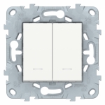 Выключатель 2кл с подсв с/у белый механизм 10А Unica NEW Schneider Electric (1/10)
