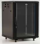 Hyperline TWB-FC-1845-SR-RAL9004 Шкаф настенный 19-дюймовый (19"), 18U, 920x600х450мм, металлическая передняя дверь с замком, две боковые панели, с во