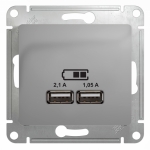 Розетка 2гн USB+USB с/у алюминий механизм Glossa Schneider Electric (1)