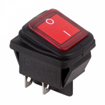 Выключатель клавишный 250V 15А (4с) ON-OFF красный с подсветкой влагозащита (1шт/упак) REXANT (1/1/200)
