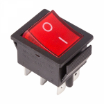 Выключатель клавишный 250V 15А (6с) ON-ON красный с подсветкой (1шт/упак) REXANT (1/1/200)