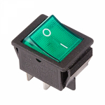 Выключатель клавишный 250V 16А (4с) ON-OFF зеленый с подсветкой (1шт/упак) REXANT (1/1/200)