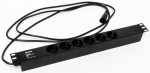 Hyperline SHE19-6SH-2.5IEC Блок розеток для 19" шкафов, горизонтальный, 6 розеток Schuko (10A), 250В, кабель питания 3х1.0мм2, длина 2.5 м, с вилкой I