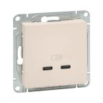 Механизм розетки USB-C - 2шт, кремовый Эпика EKF