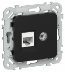 FLITE Роз. 2-я RJ45/TV кат.6 UTP РКТВ6-2-0-ФлЧ чер. IEK