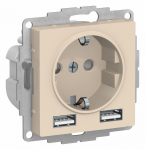 Розетка 1гн с З/К+2хUSB с/у крем механизм 16А AtlasDesign Systeme Electric (1)
