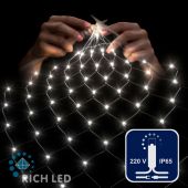 Светодиодная сетка Rich LED 2*1.5 м, белая,202 LED, 220 B, прозрачный провод, колпачок