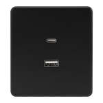 Розетка USB+tapeC шторки с/у оникс механизм с рамкой 5В/2,4А 5В/3А быстрая зарядка MIELE ROUND 16А KRANZ (1/80)