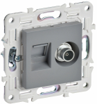 Розетка 2гн комп+ТВ RJ45+TV с/у серый механизм кат.6E SK-A15Gr SKANDY IEK (1/10/100)
