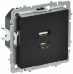 BRITE Роз. USB A+C 45Вт высокоск. зар. РЮ11-2-БрЧ черн. IEK BRITE Роз. USB A+C 45Вт высокоск. зар. РЮ11-2-БрЧ черн. IEK