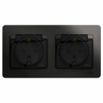 Розетка 2гн с З/К с крыш. шторки с/у антрацит в сборе 16А IP44 Glossa Systeme Electric  (1/10/60)