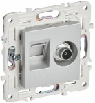 Розетка 2гн комп+ТВ RJ45+TV с/у серебряный механизм кат.6E SK-A15S SKANDY IEK (1/10/100)