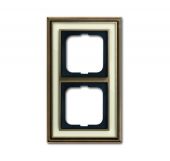 Рамка 2-пост. цвет латунь Латунь античная/белое стекло глянцевый, металл горизонт. и вертик., IP20 Dynasty ABB