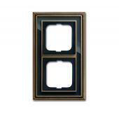 Рамка 2-пост. цвет латунь Латунь античная/черное стекло глянцевый, металл горизонт. и вертик., IP20 Dynasty ABB