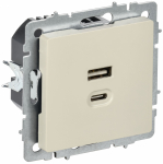 BRITE Роз. USB A+C 45Вт высокоск. зар. РЮ11-2-БрКр беж. IEK BRITE Роз. USB A+C 45Вт высокоск. зар. РЮ11-2-БрКр беж. IEK