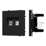 Механизм сдвоенной компьютерной розетки SCT-NOBE-MPC2-SFPL-BK (RJ-45, CAT6) (Arlight, Черный оникс)