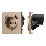 Механизм розетки с USB зарядкой SCT-TENDO-MUAA-PL-GD (230V, 16A) (Arlight, Песочный) Механизм розетки с USB зарядкой SCT-TENDO-MUAA-PL-GD (230V, 16A) (Arlight, Песочный)