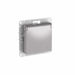 ATLASDESIGN РОЗЕТКА с заземл. со шторк. с крышкой, 16А, IP20, механизм, АЛЮМИНИЙ