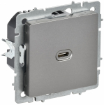 BRITE Роз. USB C 65Вт высокоскор. зар. РЮ12-1-БрС сталь IEK BRITE Роз. USB C 65Вт высокоскор. зар. РЮ12-1-БрС сталь IEK