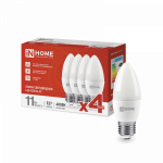 Лампа светодиодная LED-СВЕЧА-VC 4PACK 11Вт 230В Е27 4000К 1050Лм (4шт./упак) IN HOME Лампа светодиодная LED-СВЕЧА-VC 4PACK 11Вт 230В Е27 4000К 1050Лм (4шт./упак) IN HOME