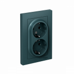 Розетка 2гн с З/К шторки с/у изумруд в сборе 16А AtlasDesign Systeme Electric
