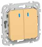 FLITE Выключ. 2-кл. кноп. с инд. 10А ВС12-2-1-ФлЗ зол. IEK