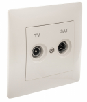 GUSI Bravo Розетка  TV+ SAT, оконечная, скрытая  установка,   с  одноместной  рамкой С1010-003. Цвет бежевый.