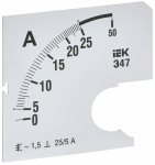 Шкала смен. для амперметра Э47 25/5А-1,5 72х72мм IEK