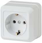 Розетка Intro Quadro 2Э-202-01 с заземлением 2P+E Schuko, 16А-250В, IP20, ОУ, без монтажной пластины, белый
